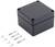 Black rectangular housing with four screw holes at the corners, alongside six metal screws in two different sizes.