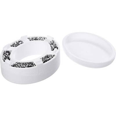 A white, round smoke detector with a textured design and a removable lid placed beside it.
