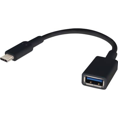 Renkforce USB cable USB 3.2 1st Gen (USB 3.0 / USB 3.1 1st Gen) USB-C® plug, USB-A socket 0.15 m Black incl. OTG functio