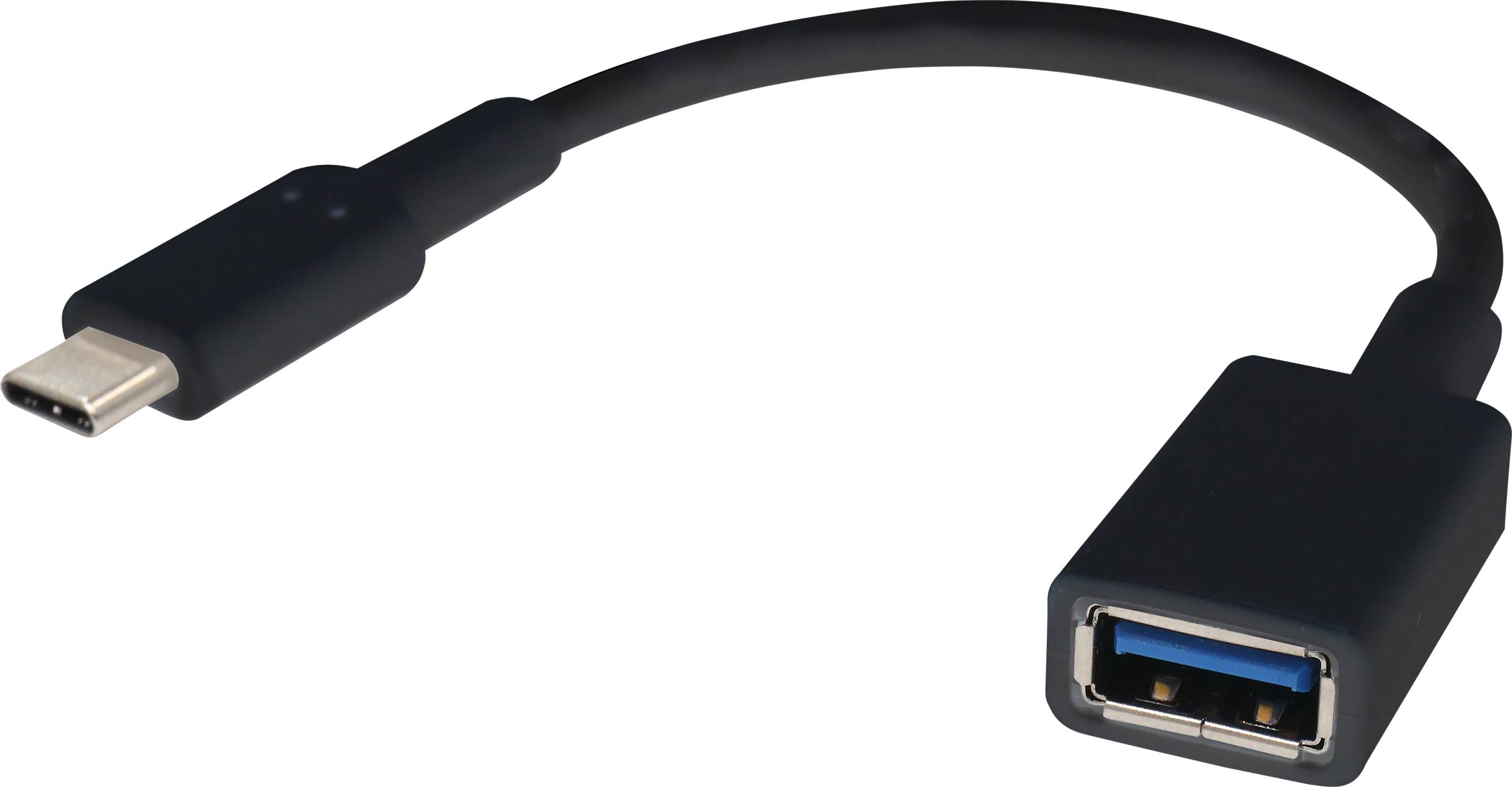 Renkforce USB cable USB 3.2 1st Gen (USB 3.0 / USB 3.1 1st Gen) USB-C® plug, USB-A socket 0.15 m Black incl. OTG functio