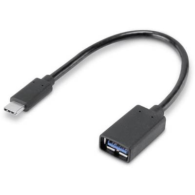 A short USB-C to USB-A adapter cable, used for connecting devices with different ports.