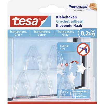 tesa  Small adhesive hook  Transparent Content: 5 pc(s)