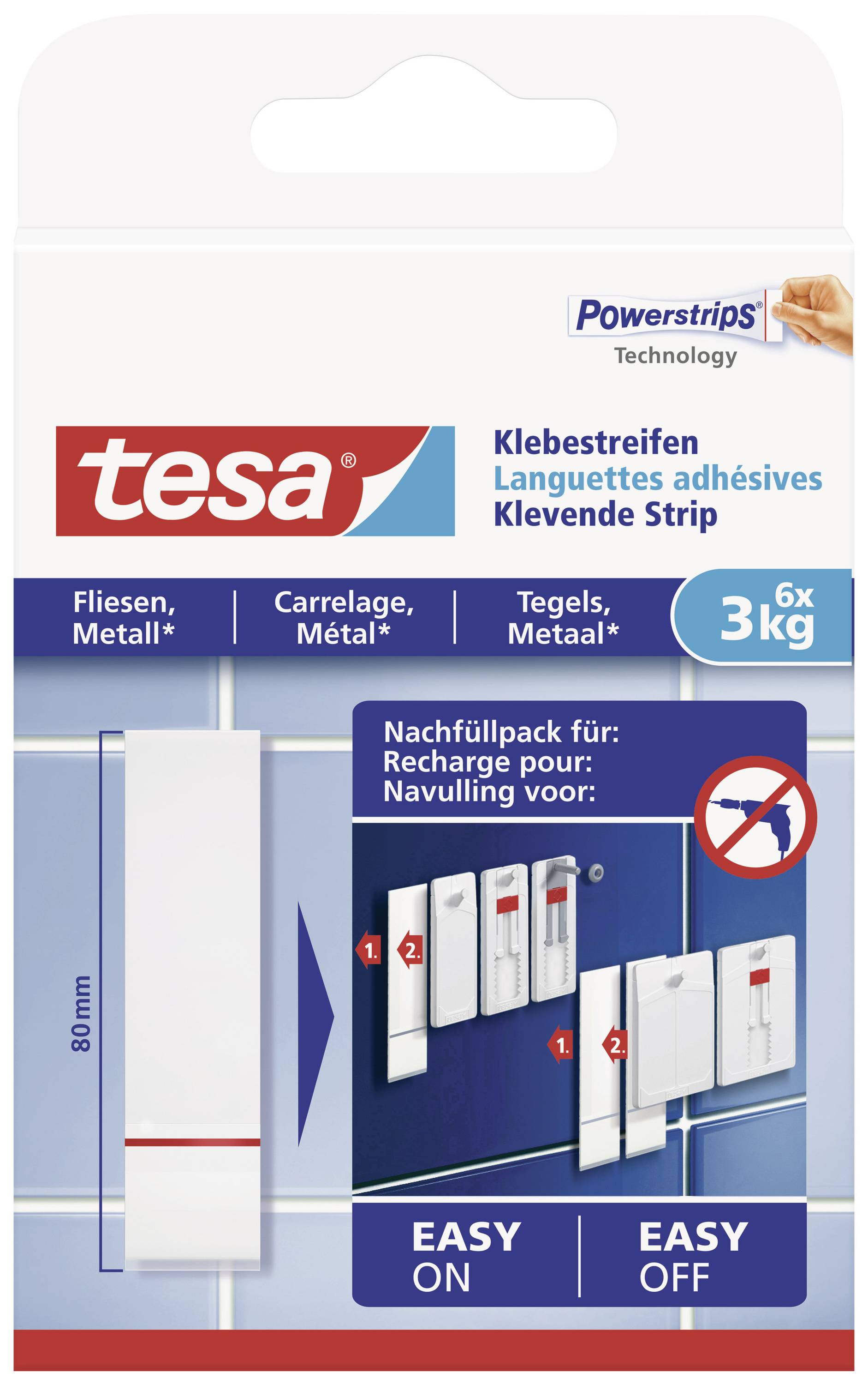 tesa 77761 Adhesive strips White Content: 6 pc(s)