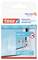 'tesa glass adhesive strips with Powerstrips technology. Holds up to 0.2 kg. Removable, easy to apply and remove.'