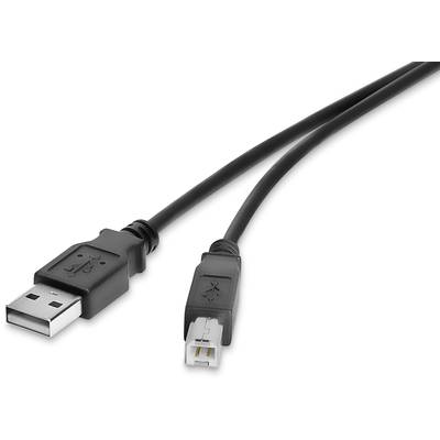 Renkforce USB cable USB 2.0 USB-A plug, USB-B plug 0.30 m Black gold plated connectors RF-4463064