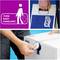 'Tork Easy Handling' shows a hand carrying a box with convenient handles; this makes transporting heavy loads easier.