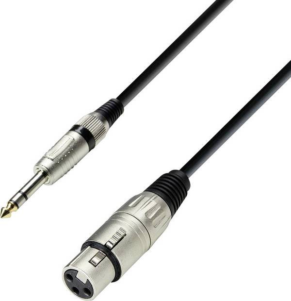 Adam Hall K3BFV0100 XLR Connection cable [1x XLR socket - 1x Jack plug 6.35 mm] 1.00 m Black