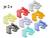 'Eight coloured clips in red, yellow, grey, black, blue, purple, green and orange, with two of each.'