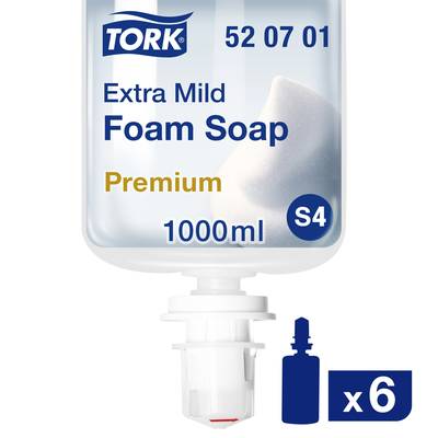 Tork Extra Mild Foam Soap Dispenser Bottle, Premium Quality, 1000ml. Six Refill Packs, Suitable for S4 Soap Dispensers.