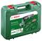 Green Bosch carrying case for the PMF 220 CE Set oscillating multi-tool, showing 220W and included accessories.