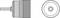 Drawing of a cylinder: left side view with axis, right top view. Suitable for technical illustration.