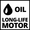 'Sign with droplet symbol. Text: OIL LONG-LIFE MOTOR.'