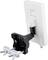 Portable LTE antenna with mounting bracket, suitable for improved reception. Rectangular white design, with black mounting arm and silver clamp.