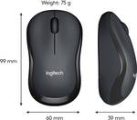M220 SILENT wireless mouse, 2.4 GHz with USB receiver, 1000 DPI Optical Tracking, up to 18 months battery life, for left and right-handed people, for PC, Mac, laptop, black