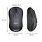 Two views of a black wireless computer mouse with dimensions: height 99 mm, width 60 mm, depth 39 mm, weight 75 g.