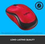 M220 SILENT wireless mouse, 2.4 GHz with USB receiver, 1000 DPI Optical Tracking, up to 18 months battery life, for left and right-handed people, for PC, Mac, laptop, red