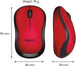 M220 SILENT wireless mouse, 2.4 GHz with USB receiver, 1000 DPI Optical Tracking, up to 18 months battery life, for left and right-handed people, for PC, Mac, laptop, red