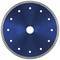 A round, blue cutting disc with a serrated edge and multiple holes around the centre. Primarily used for cutting materials.