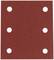 A rectangular sandpaper with six evenly distributed round holes, suitable for sanding equipment.