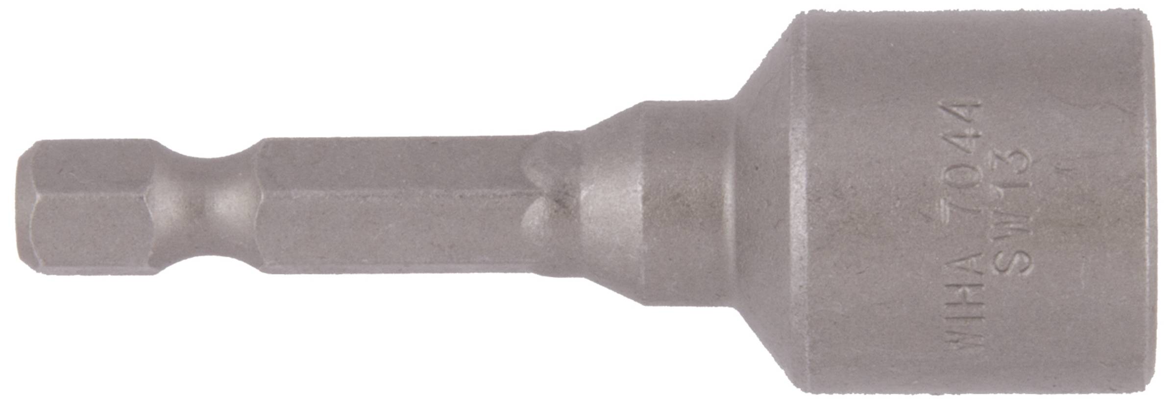'Magnetic Nut Driver' with hexagonal shaft and engraved text 'WIHA 7044 SW 13', a tool for securing nuts and bolts.