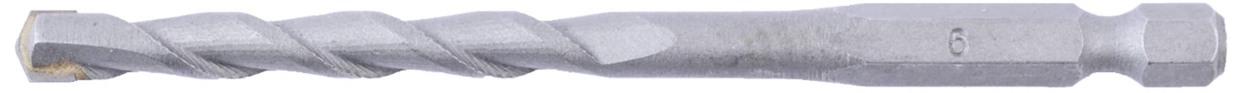 A silver metal drill bit with a spiral form, used for drilling holes in solid materials.