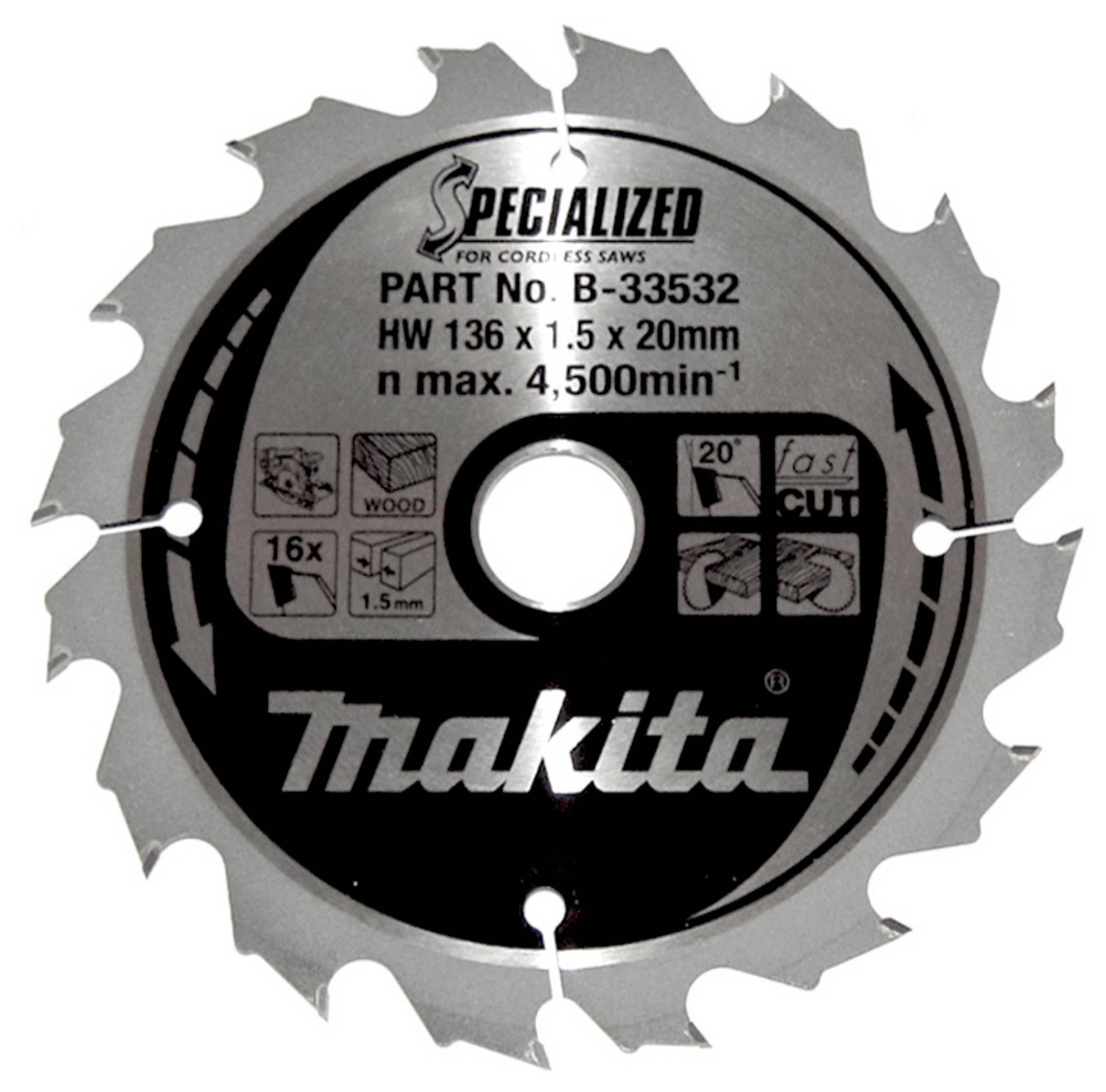 Buy Makita SPECIALIZED B 33532 Carbide metal circular saw blade 136 x 20 x 1 mm Number of cogs 16 1 pc s Conrad Electronic