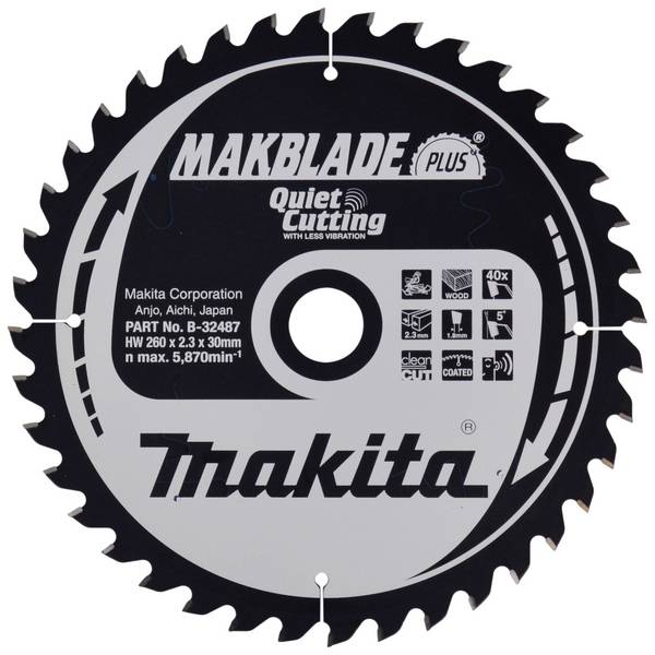 Makita MAKBLADE B-32487 Carbide metal circular saw blade 260 x 30 x 1.8 mm Number of cogs: 40 1 pc(s)