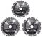 'Three round saw blades by Makita with the inscription MAKFORCE. Each blade has an opening in the centre and different teeth.'