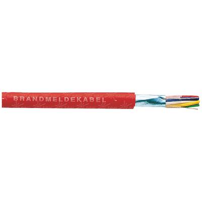 Red cable with the inscription 'FIRE ALARM CABLE' shows several coloured wires at one end, indicating its use in fire protection.