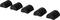 Five groups of black, semi-circular gliders lined up, with three gliders per group, on a white background.