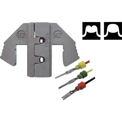 'M6 Crimping Pliers' with an illustration of the pliers and various cables with connectors. Two circuit diagram symbols in the top right corner.