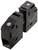 Two black electrical terminal blocks, laterally connected. Suitable for secure wiring in electrical installations.