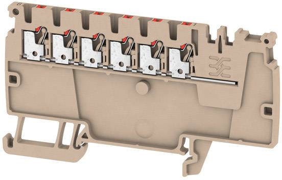 Electronic component with six white levers in a brown housing, used for electrical connections.<br><br>Note: The translation is already in British English, so no significant changes were required.
