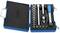 'An open spanner set in a blue metal case shows several sockets and a torque wrench.'