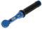 A blue and black torque wrench with a scale window for torque indication, suitable for precise tightening of screws.