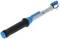 Torque wrench with black handle and blue details, suitable for precisely tightening screws and nuts.