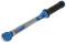 Torque wrench with blue-black handle and scale for precise torque adjustment, suitable for accurate screw work.