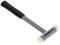 Silver hammer with a black rubber grip and white ends, suitable for specialised tasks in workshops or repairs.