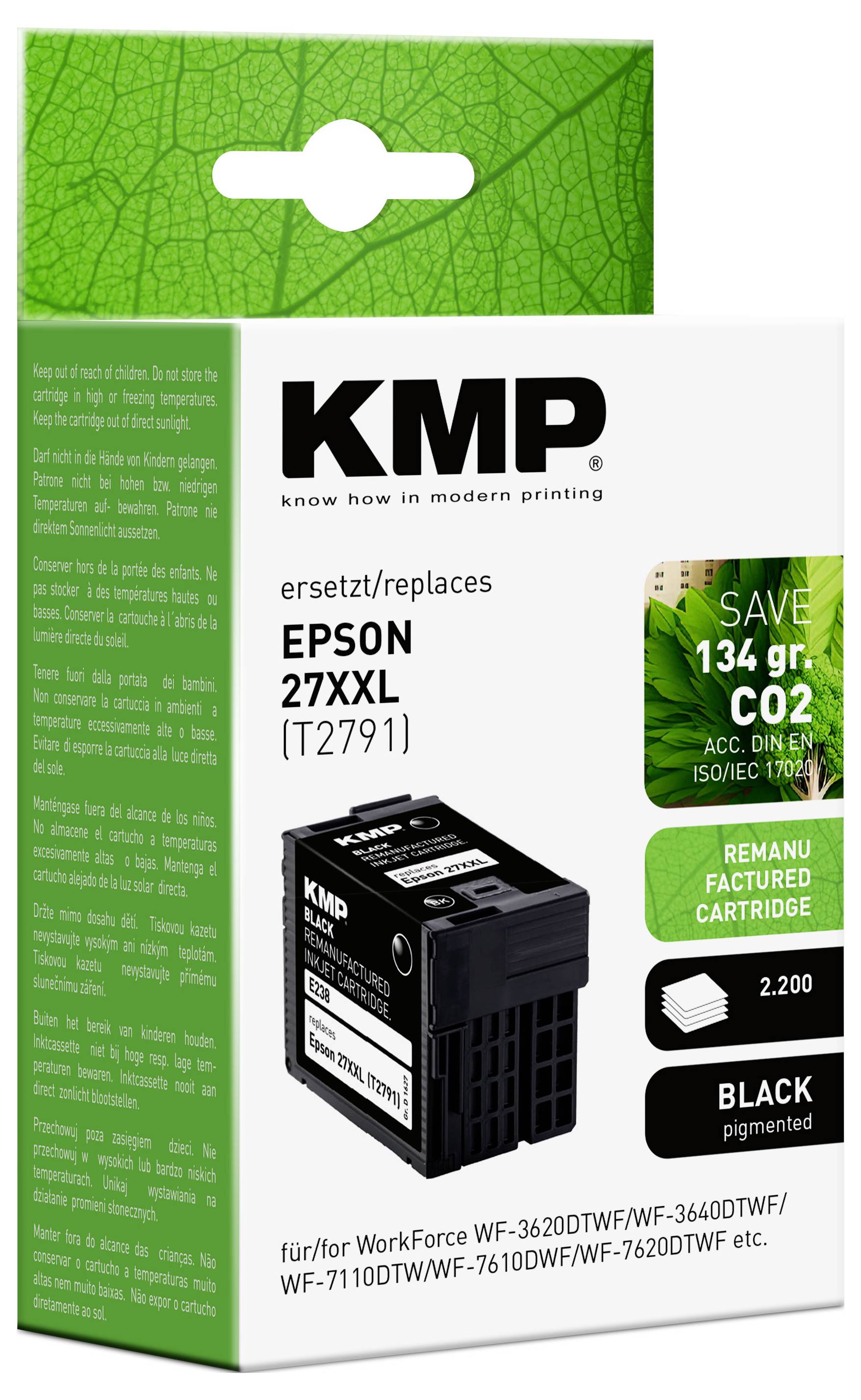 KMP Ink cartridge replaced Epson 27XXL, T2791 Compatible Black E238 1627,4201-1