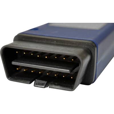 Close-up of an electronic connector, showing metal contacts in a rectangular housing.