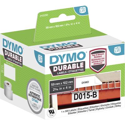 DYMO Label roll 102 x 59 mm PE film White 300 pc(s) Permanent adhesive 2112290 All-purpose labels, Address labels