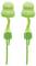 Green foam earplugs with attached cords, designed to reduce noise exposure.
