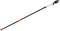 A telescopic pruning saw with a black, extendable handle and orange accents, for cutting branches at great heights.