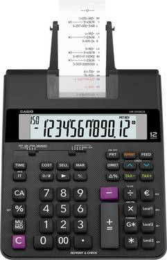 Casio HR 200 RCE Calculator with built-in printer Black Display (digits): 12 battery-powered, mains-powered (optional) (L x W x H) 313 x 195 x 65 mm