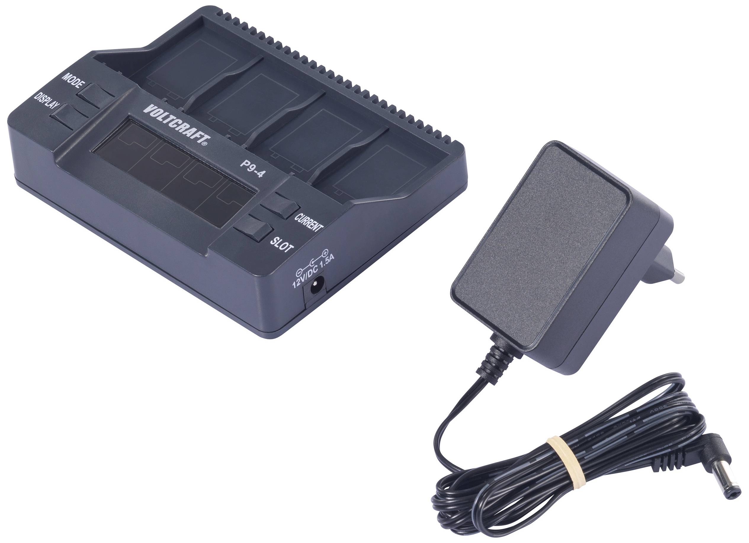 Battery charger for AA and AAA batteries by VOLTCRAFT, including power adapter. Suitable for various battery types.