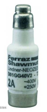 A white ceramic fuse with the marking '2A 400V' is shown, which is used for electrical circuits.