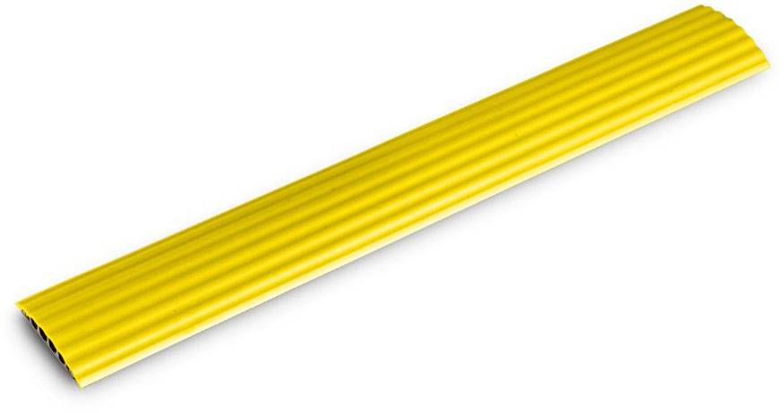 A yellow, ribbed edge protector for securely covering sharp edges on machinery or furniture.