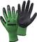 A pair of green work gloves with a black coating. They are designed for protective and precision work.