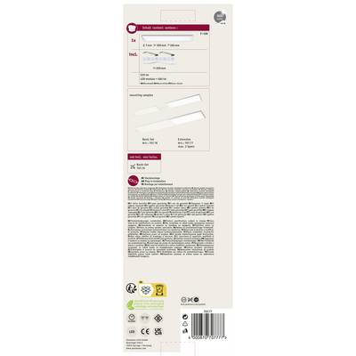 Back of LED Product Packaging with Technical Specifications, Mounting Instructions, Manufacturer Logos and Barcodes.
