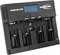 'Ansmann Powerline 5 Pro' charger with four charging slots and a digital display. Suitable for various battery types.